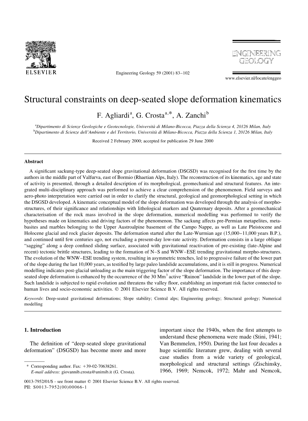 Structural Constraints on Deep-Seated Slope Deformation Kinematics