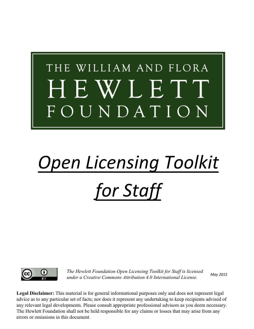 Open Licensing Toolkit for Staff