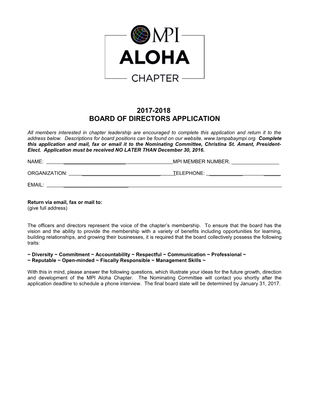 Board of Directors Application