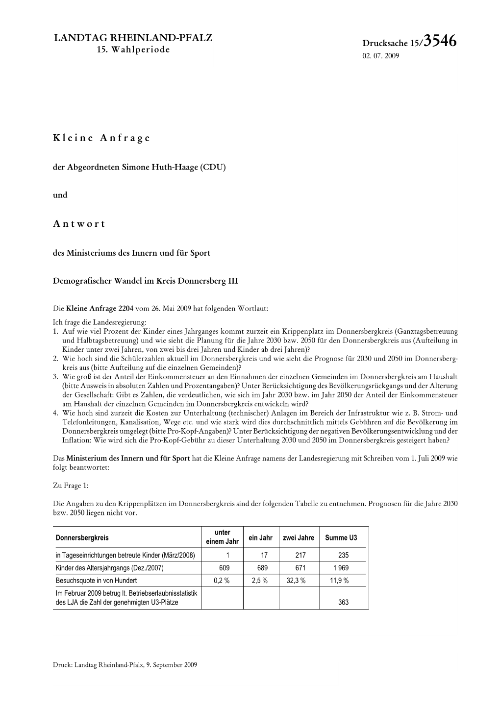 15/3546 Landtag Rheinland-Pfalz – 15.Wahlperiode