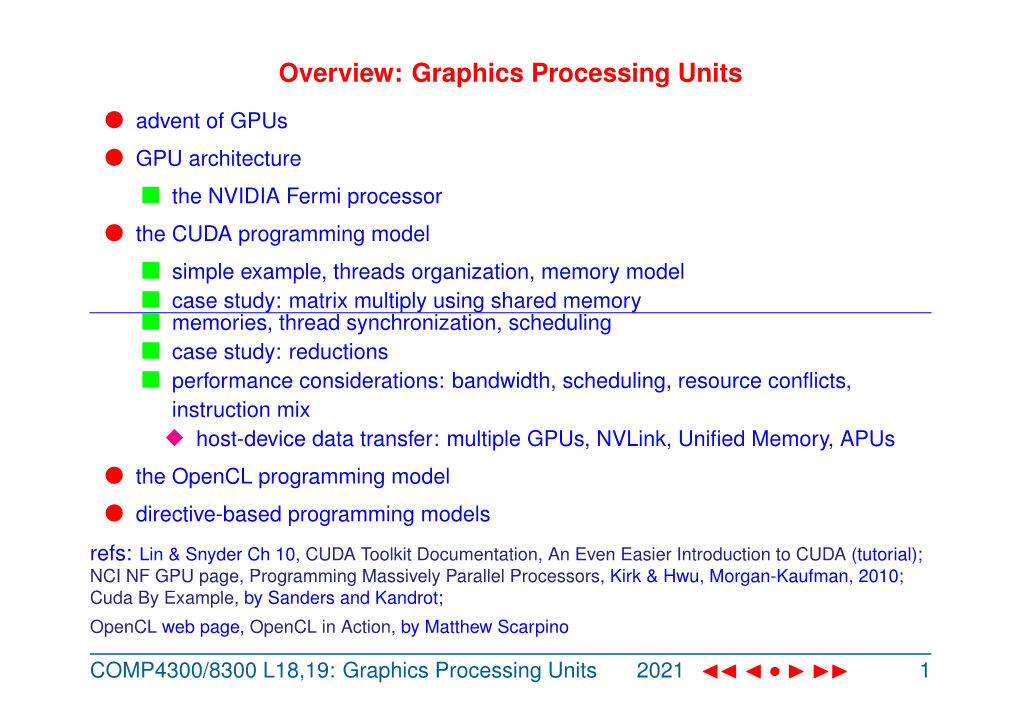 Overview: Graphics Processing Units