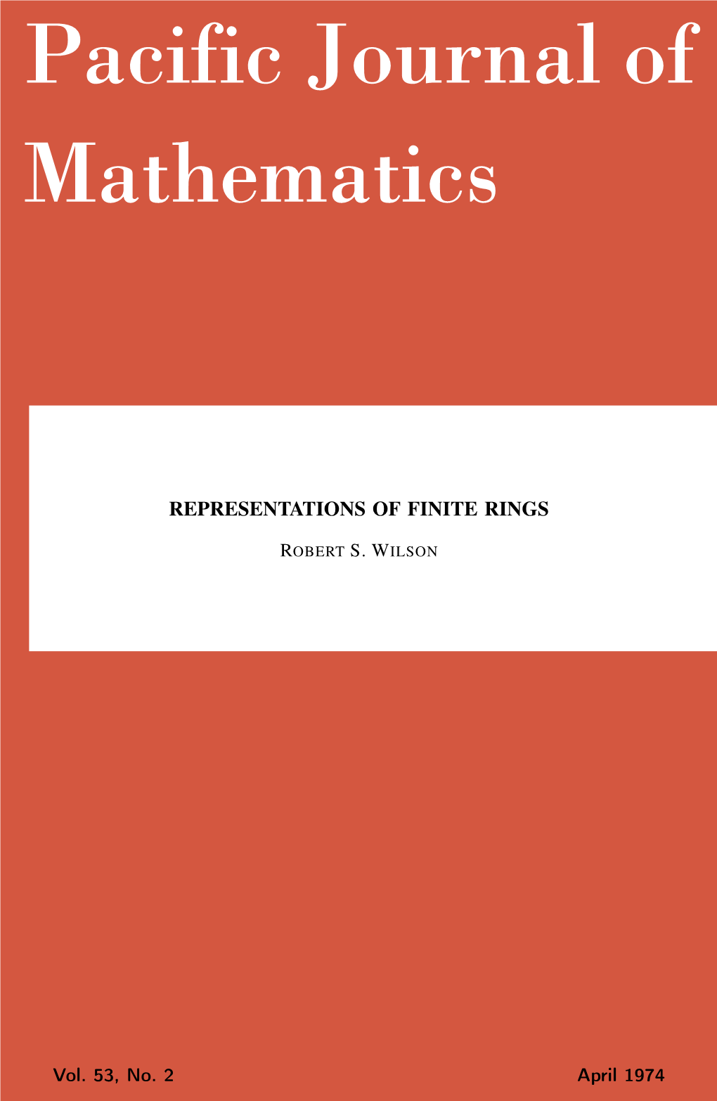 Representations of Finite Rings