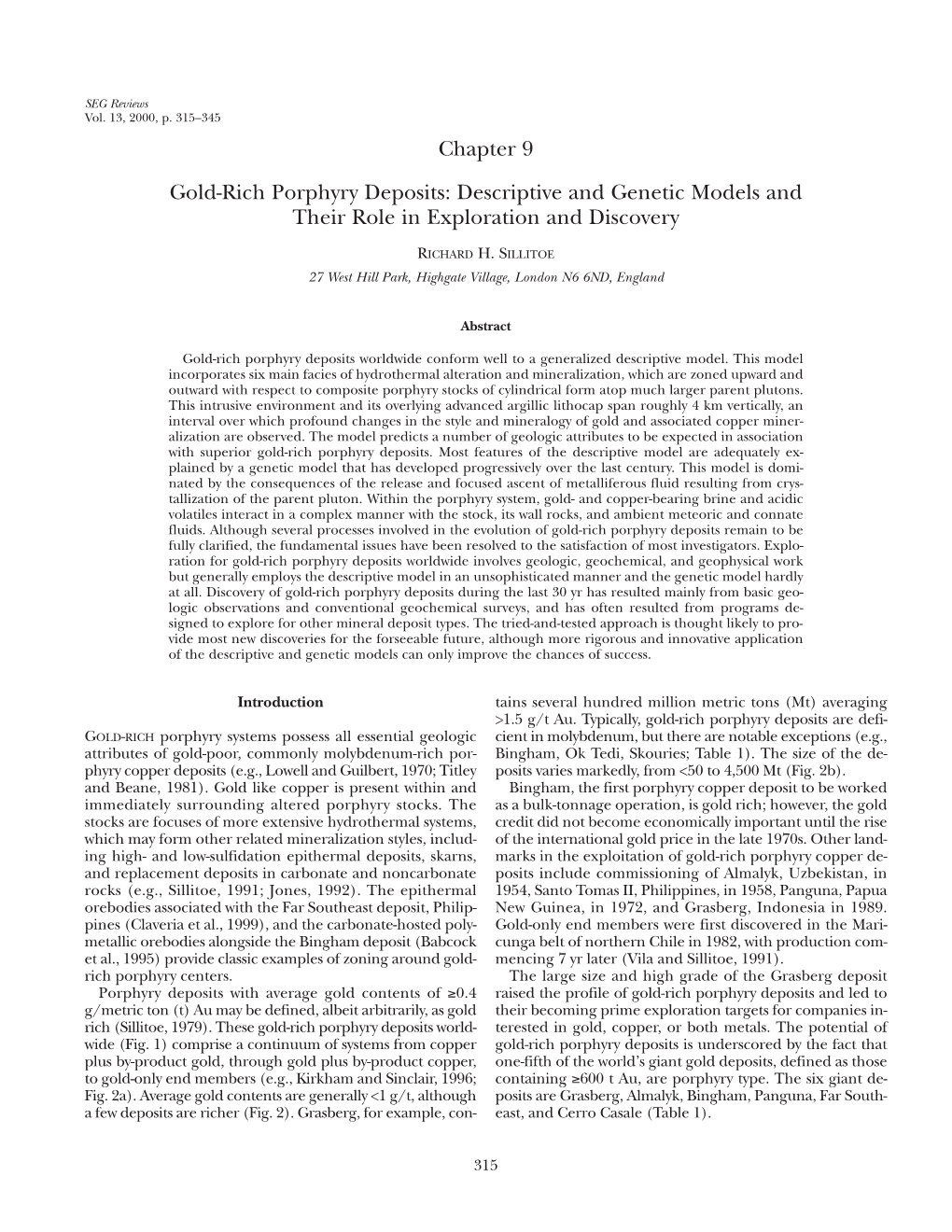 Chapter 9 Gold-Rich Porphyry Deposits: Descriptive and Genetic Models and Their Role in Exploration and Discovery