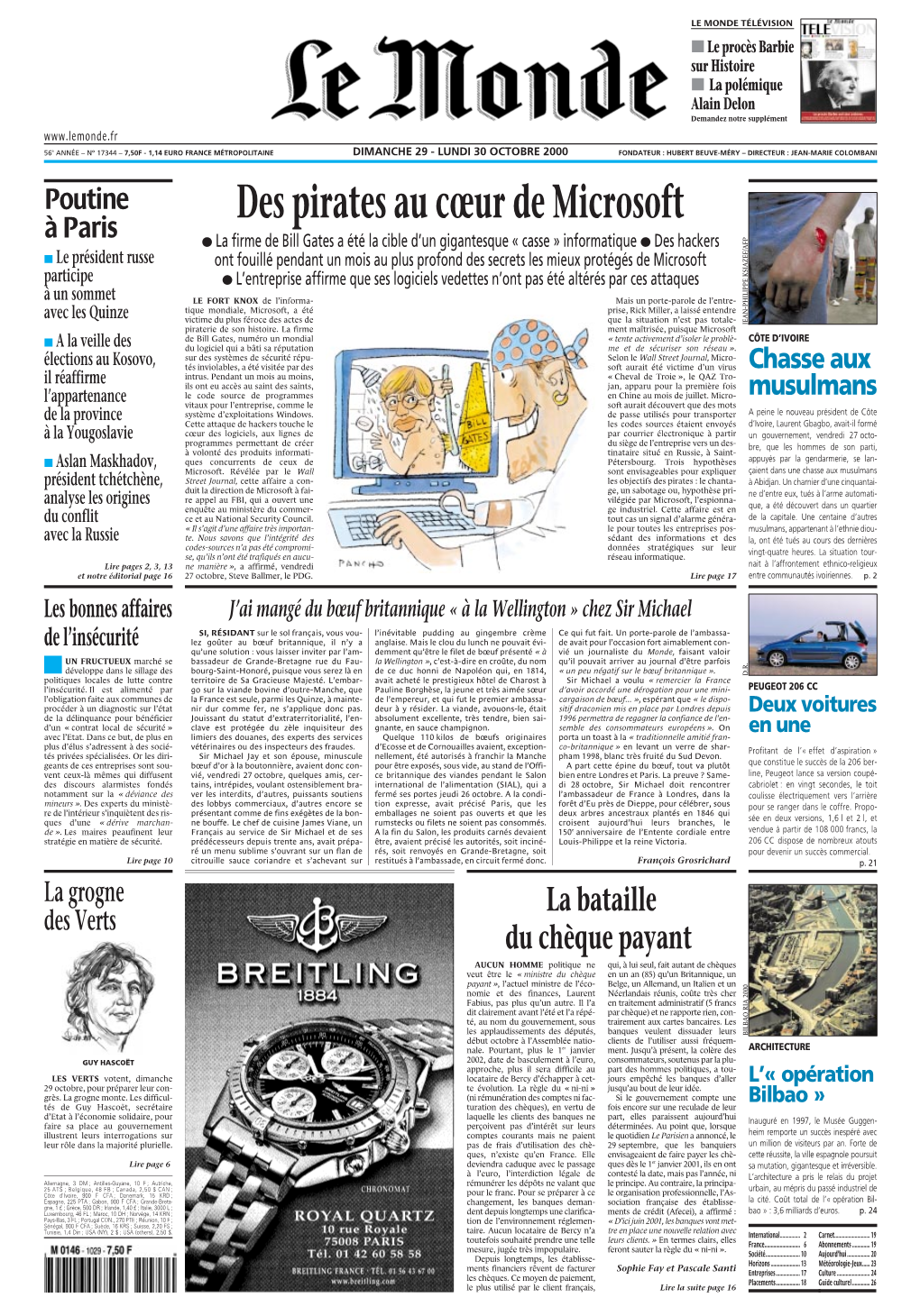 LE MONDE/UNE/PAGES&lt;UNE&gt;