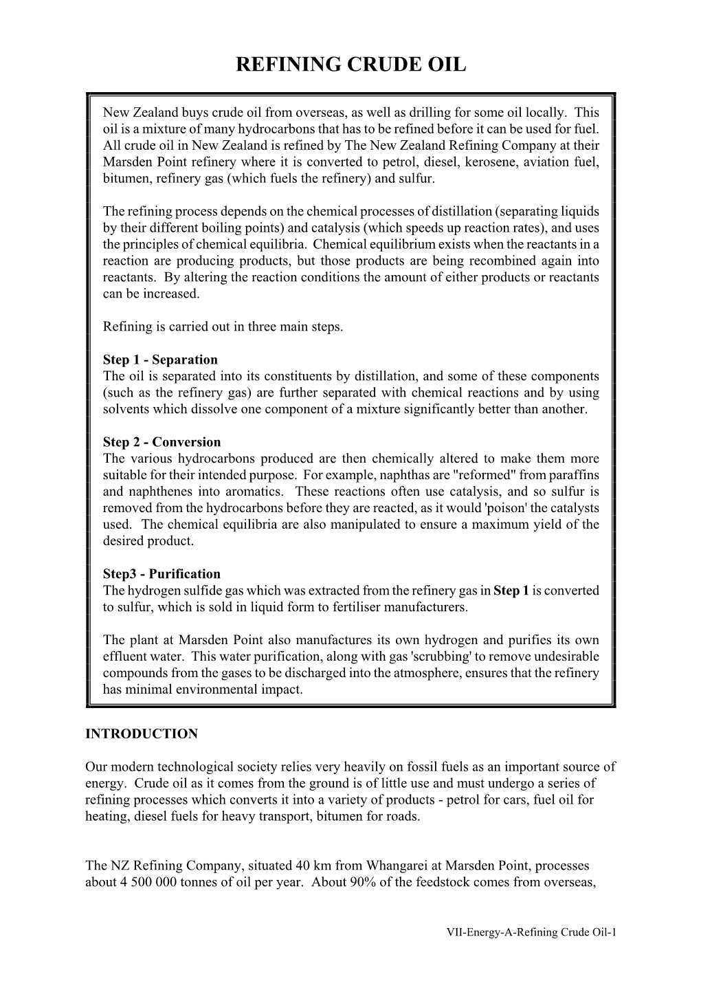 Refining Crude Oil