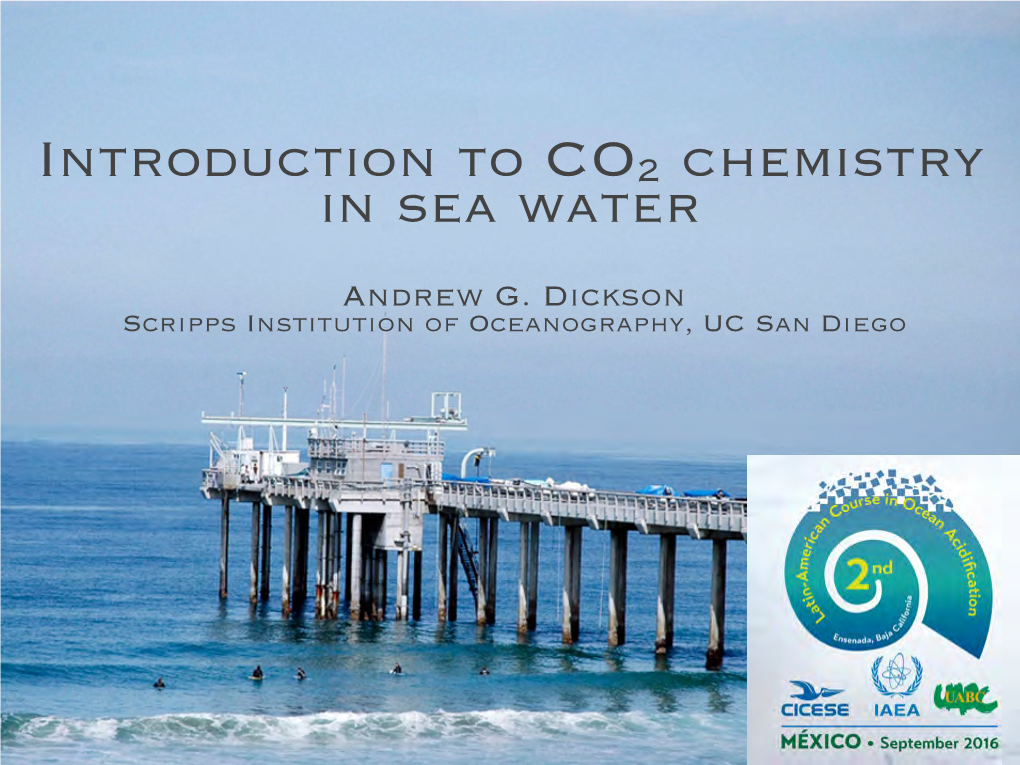 Introduction to Co2 Chemistry in Sea Water