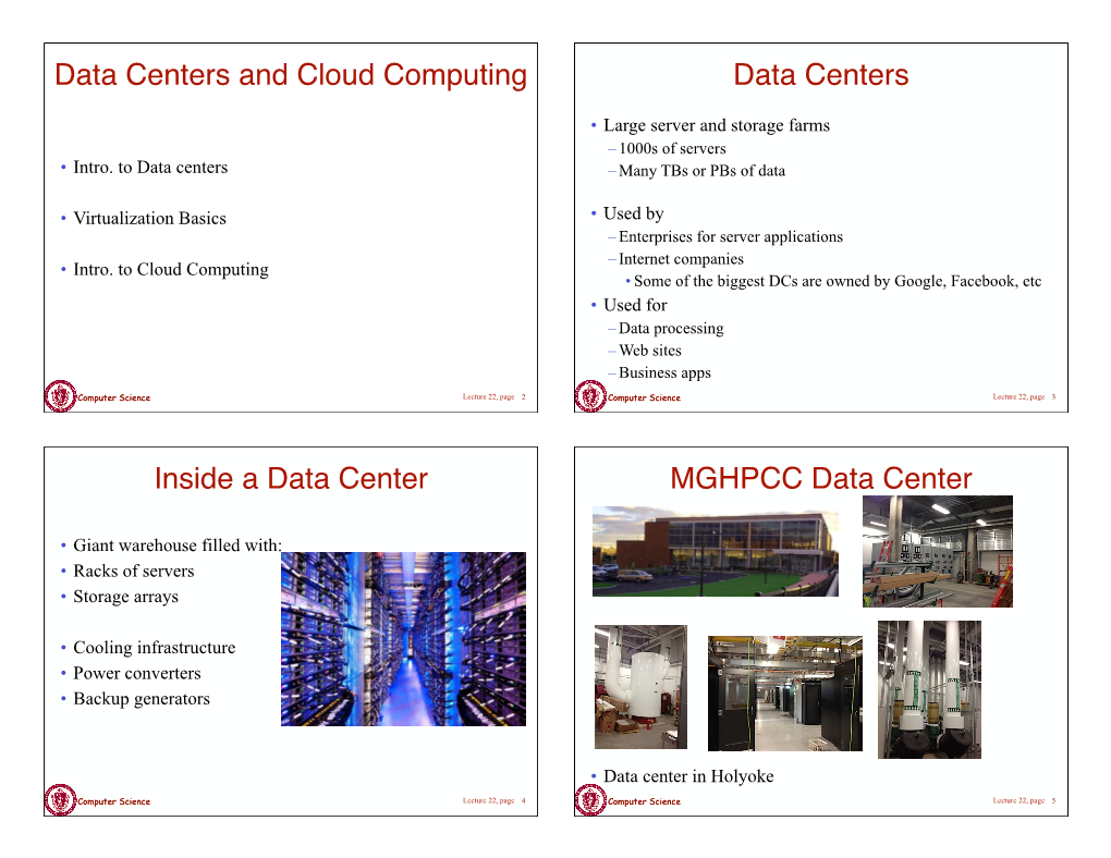 Data Centers and Cloud Computing Data Centers