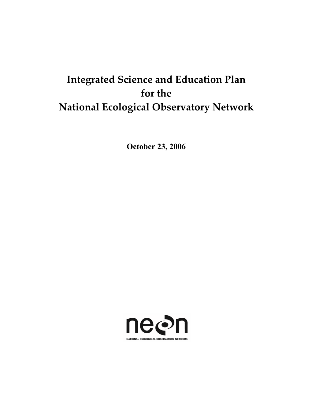 Integrated Science and Education Plan for the National Ecological Observatory Network
