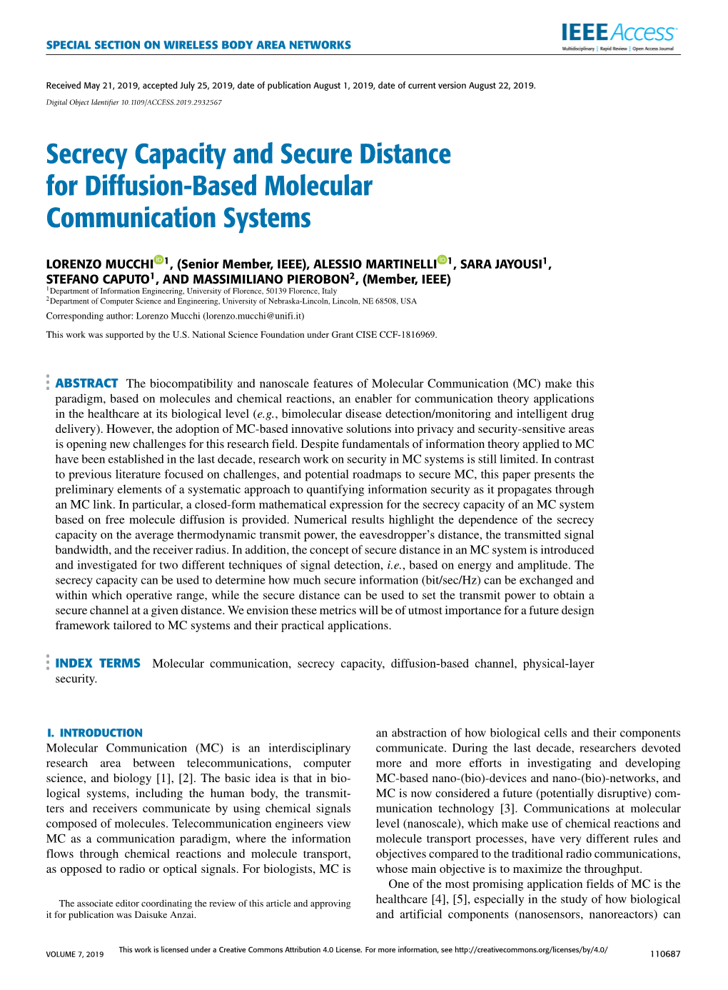 Secrecy Capacity and Secure Distance for Diffusion-Based Molecular Communication Systems