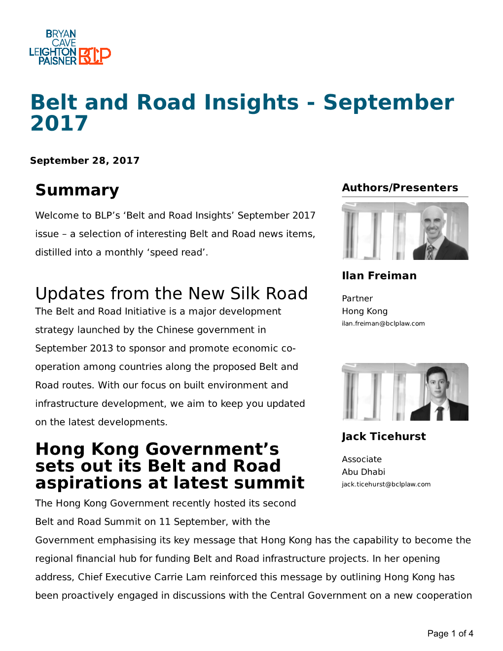 Belt and Road Insights - September 2017