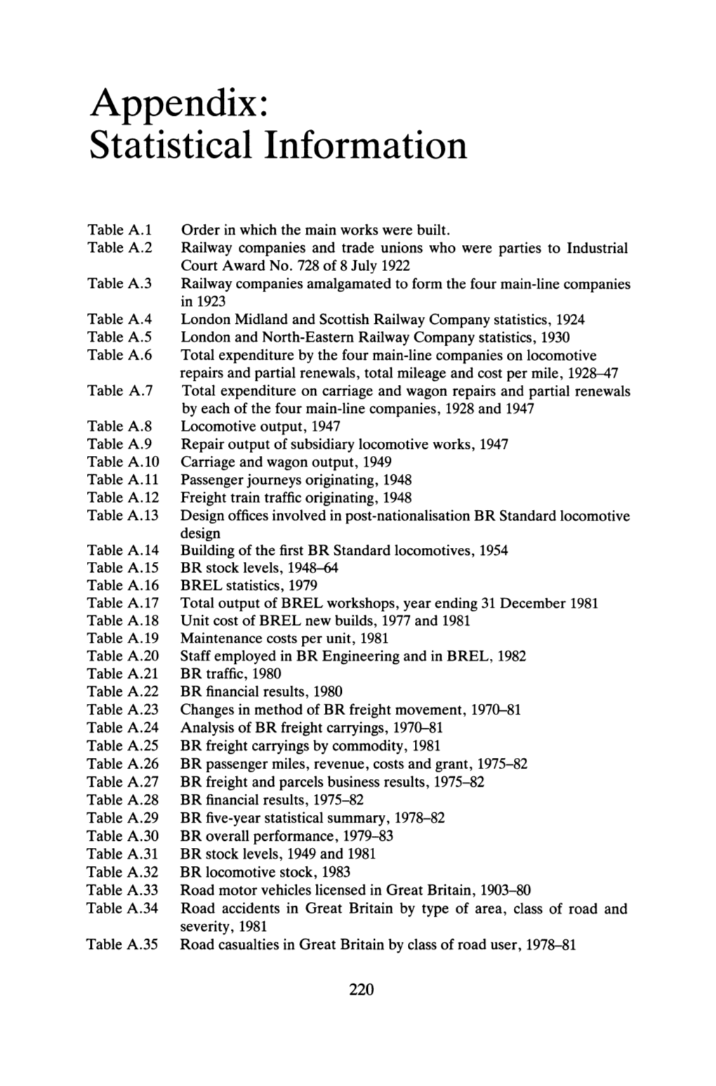 Appendix: Statistical Information