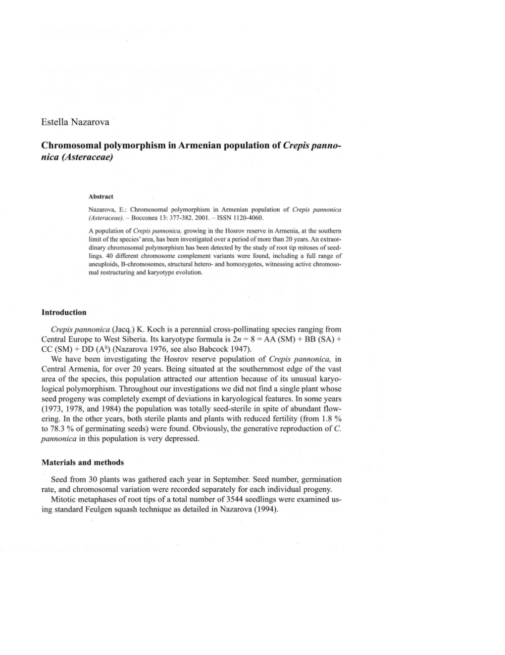 Estella Nazarova Chromosomal Polymorphism in Armenian