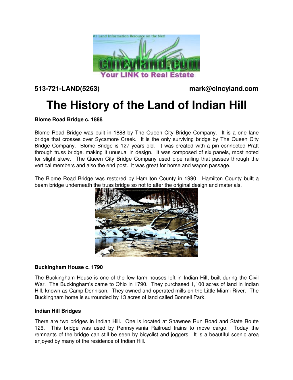 The History of the Land of Indian Hill