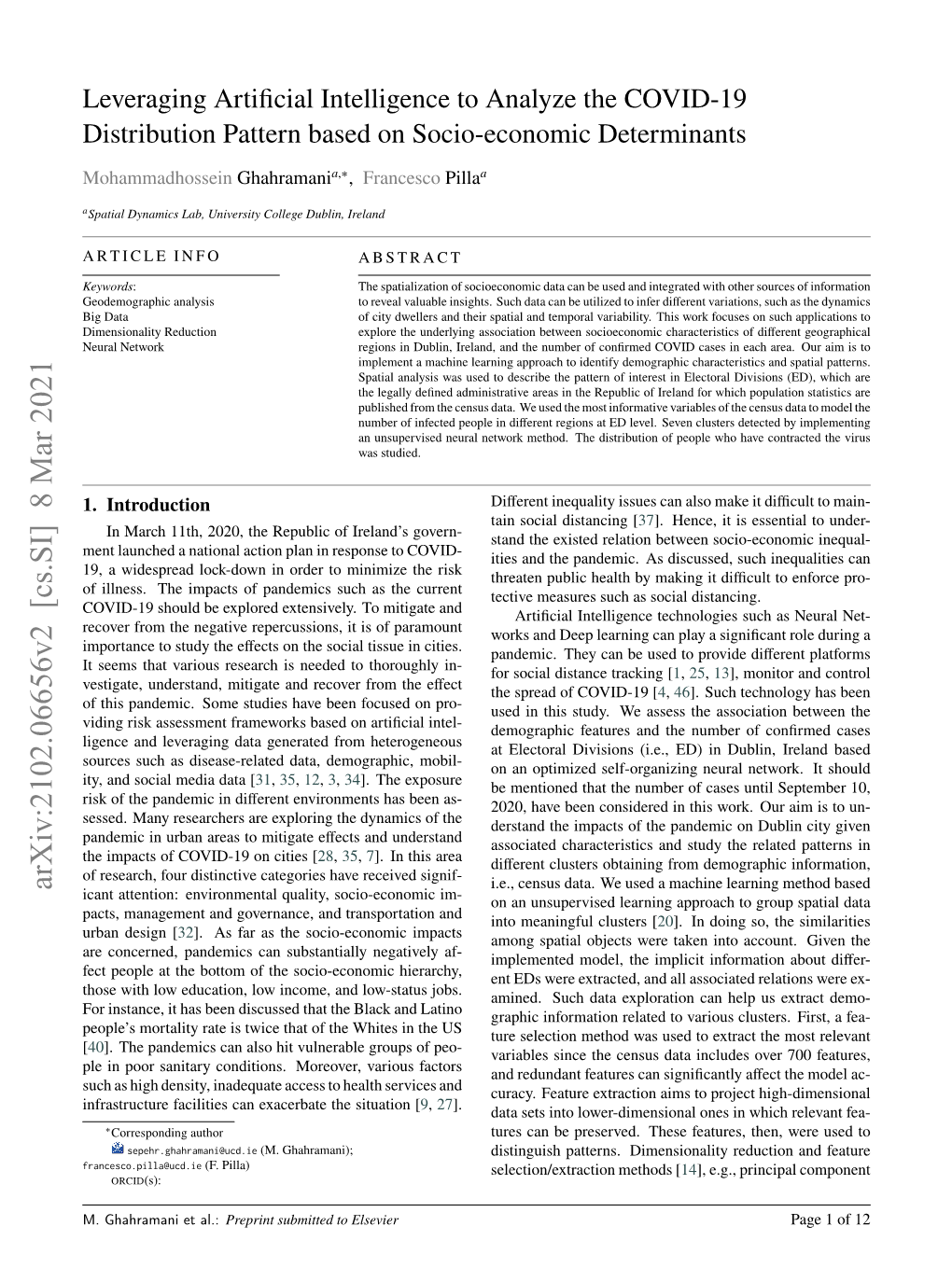 Leveraging Artificial Intelligence to Analyze the COVID-19 Distribution Pattern Based on Socio-Economic Determinants