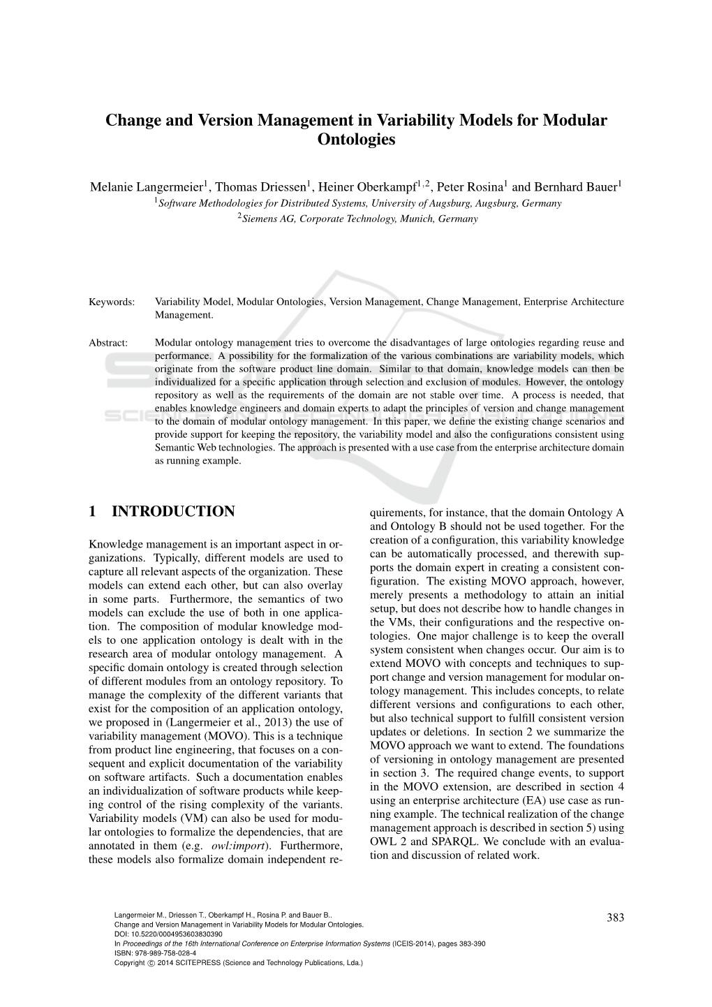 Change and Version Management in Variability Models for Modular Ontologies