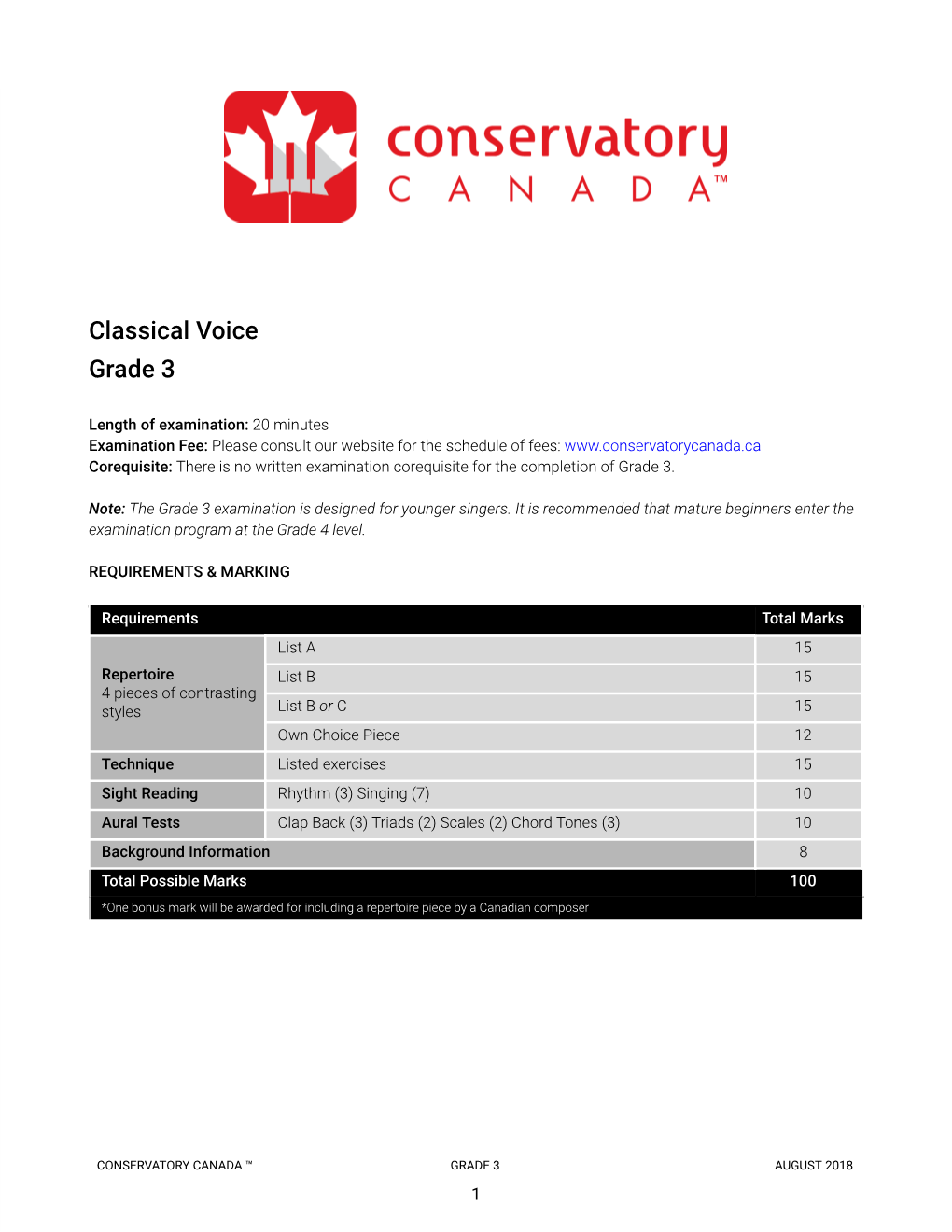 Classical Voice Grade 3