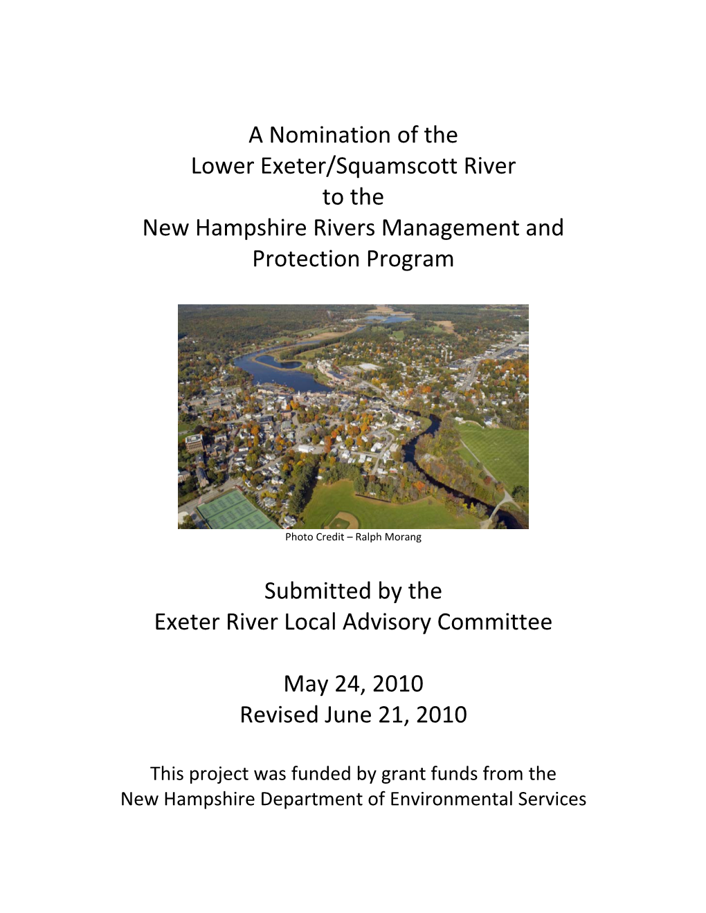 A Nomination of the Lower Exeter/Squamscott River to the New Hampshire Rivers Management and Protection Program