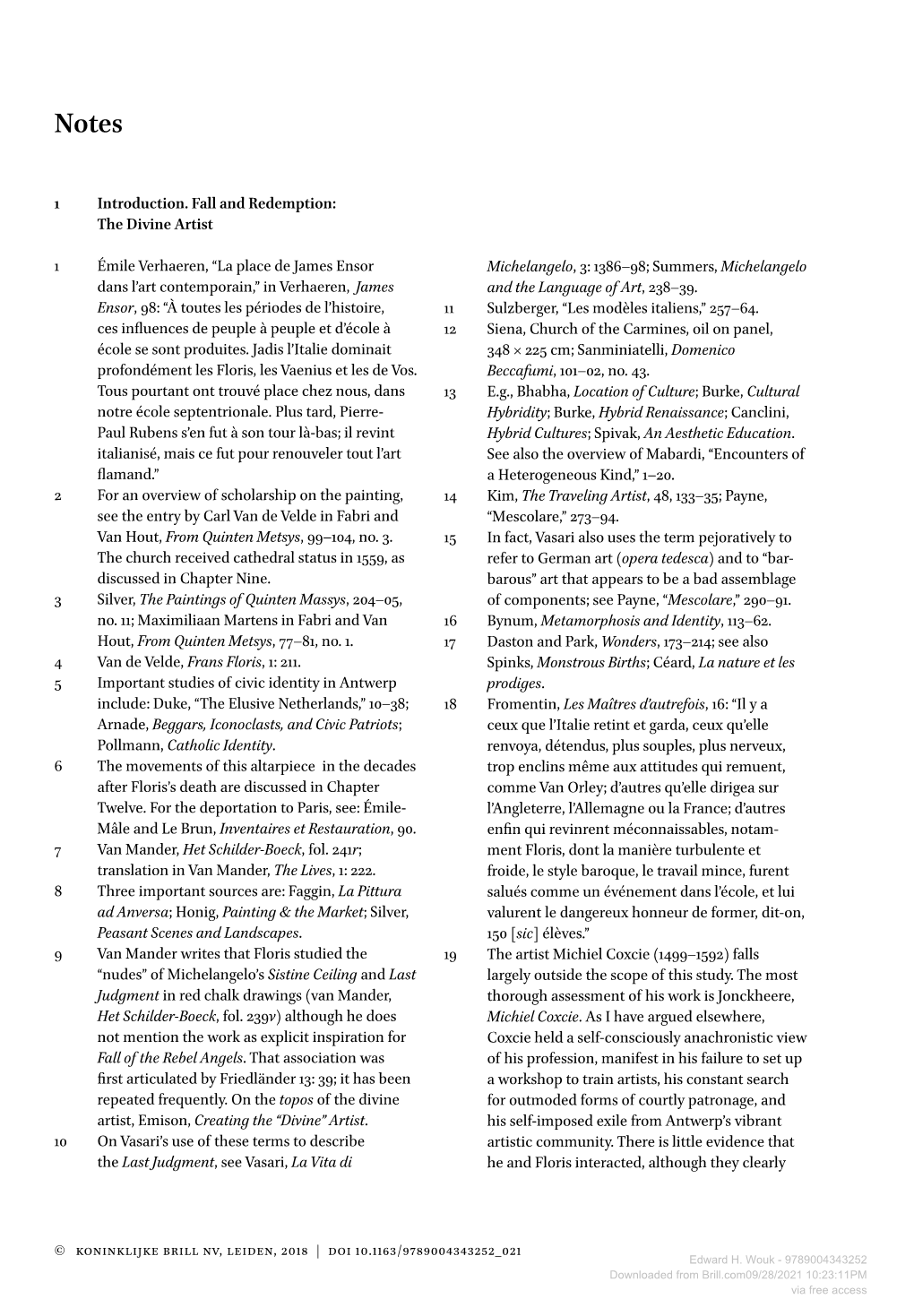 Downloaded from Brill.Com09/28/2021 10:23:11PM Via Free Access Notes to Chapter 1 671