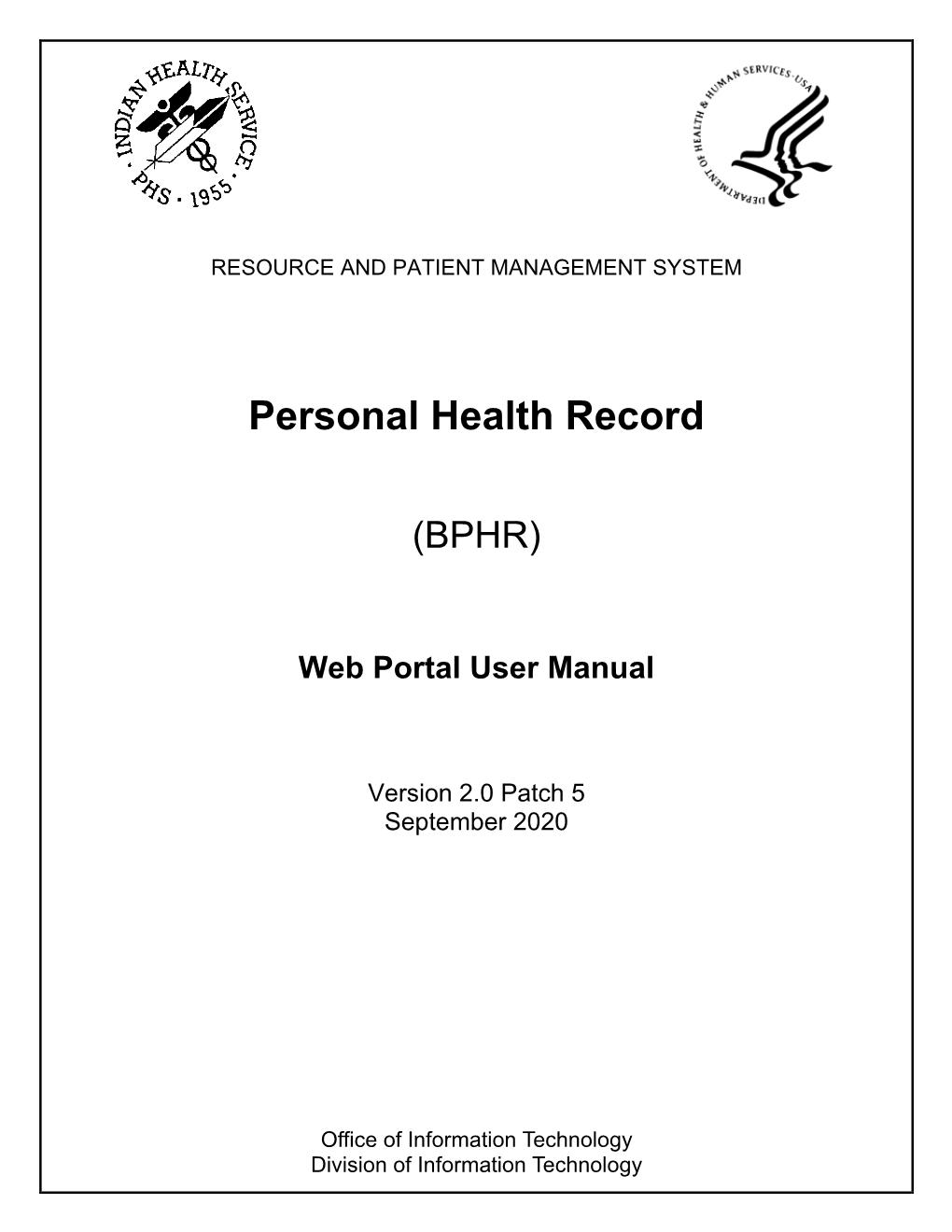 Personal Health Record (BPHR) Version 2.0 Patch 5