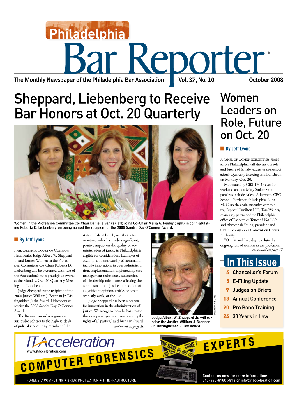 Sheppard, Liebenberg to Receive Bar Honors at Oct. 20 Quarterly