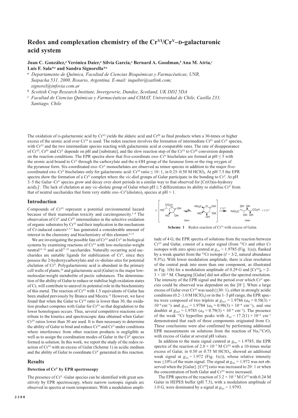 Redox and Complexation Chemistry of the Crvi/Crv–D-Galacturonic Acid System