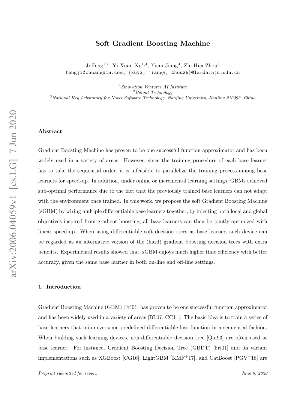 Arxiv:2006.04059V1 [Cs.LG] 7 Jun 2020