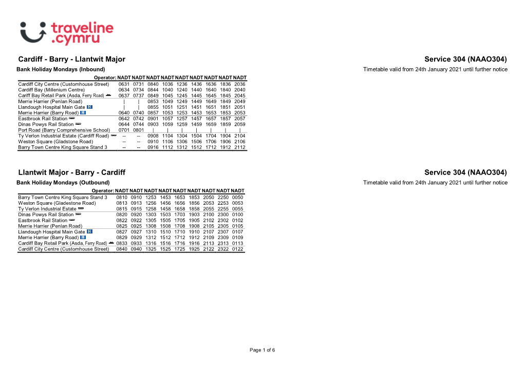 Timetable 304NAA7