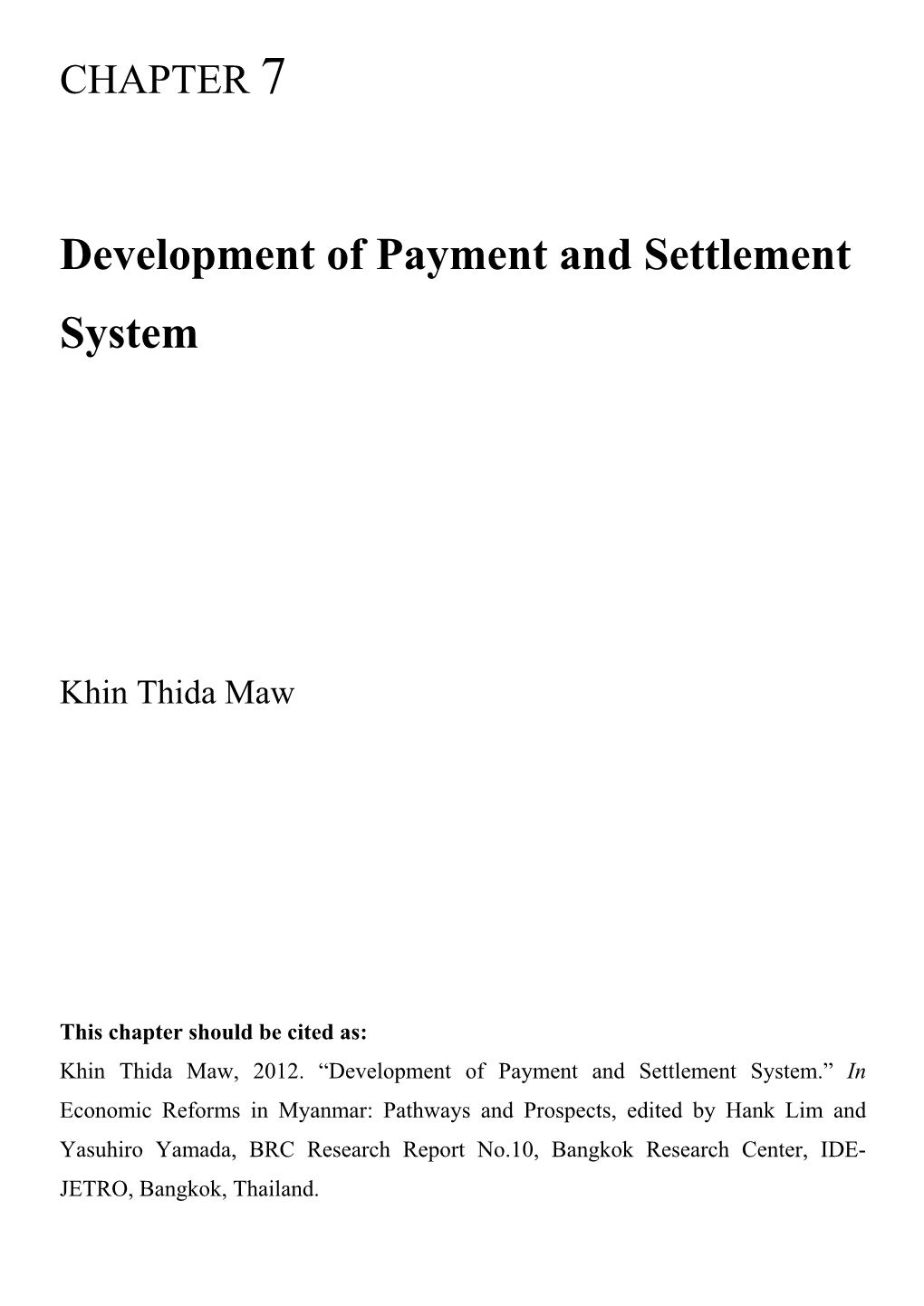 Development of Payment and Settlement System