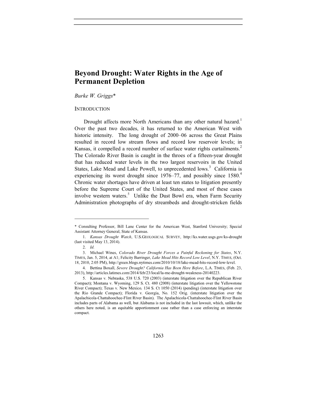 Beyond Drought: Water Rights in the Age of Permanent Depletion