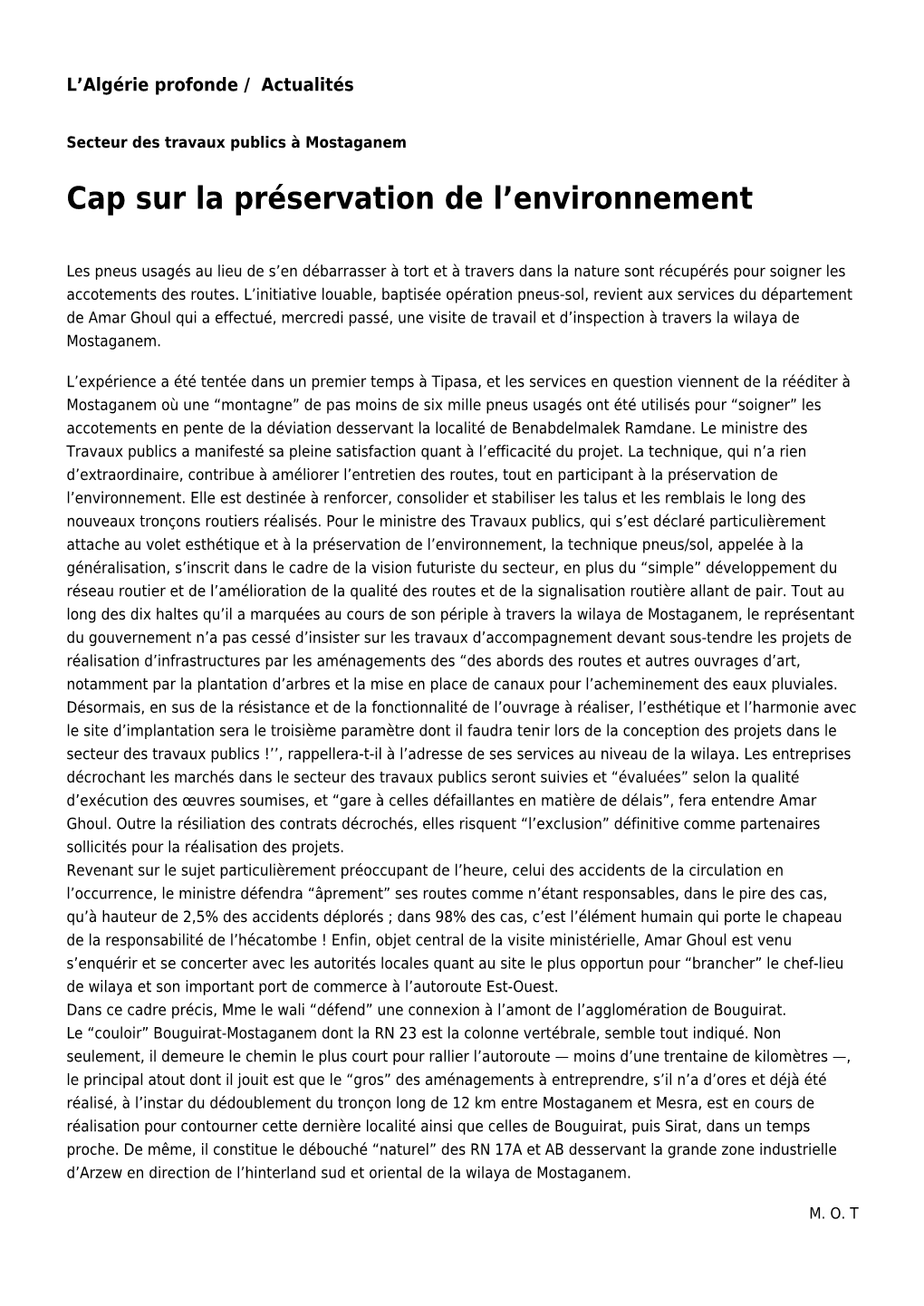 Cap Sur La Préservation De L'environnement: Toute L'actualité