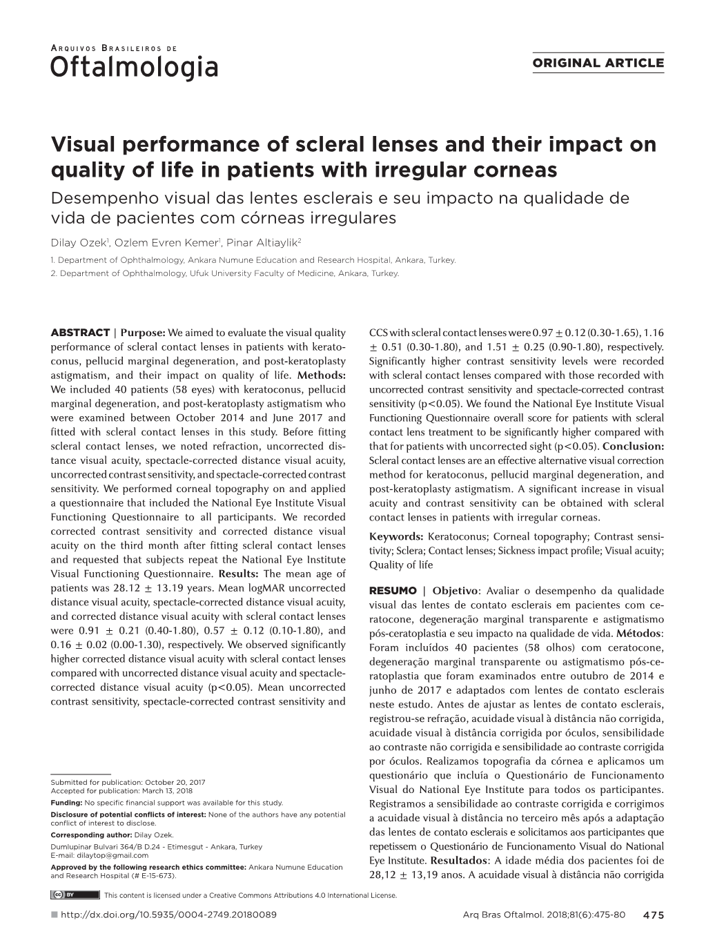 Visual Performance of Scleral Lenses and Their Impact on Quality of Life In