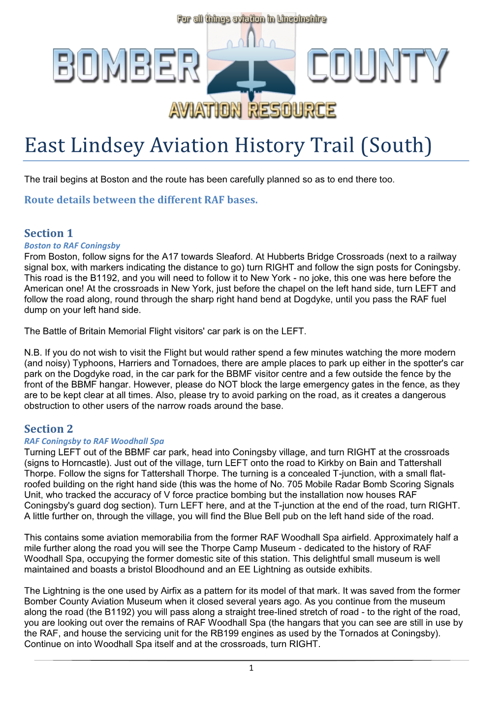 East Lindsey Aviation History Trail (South)