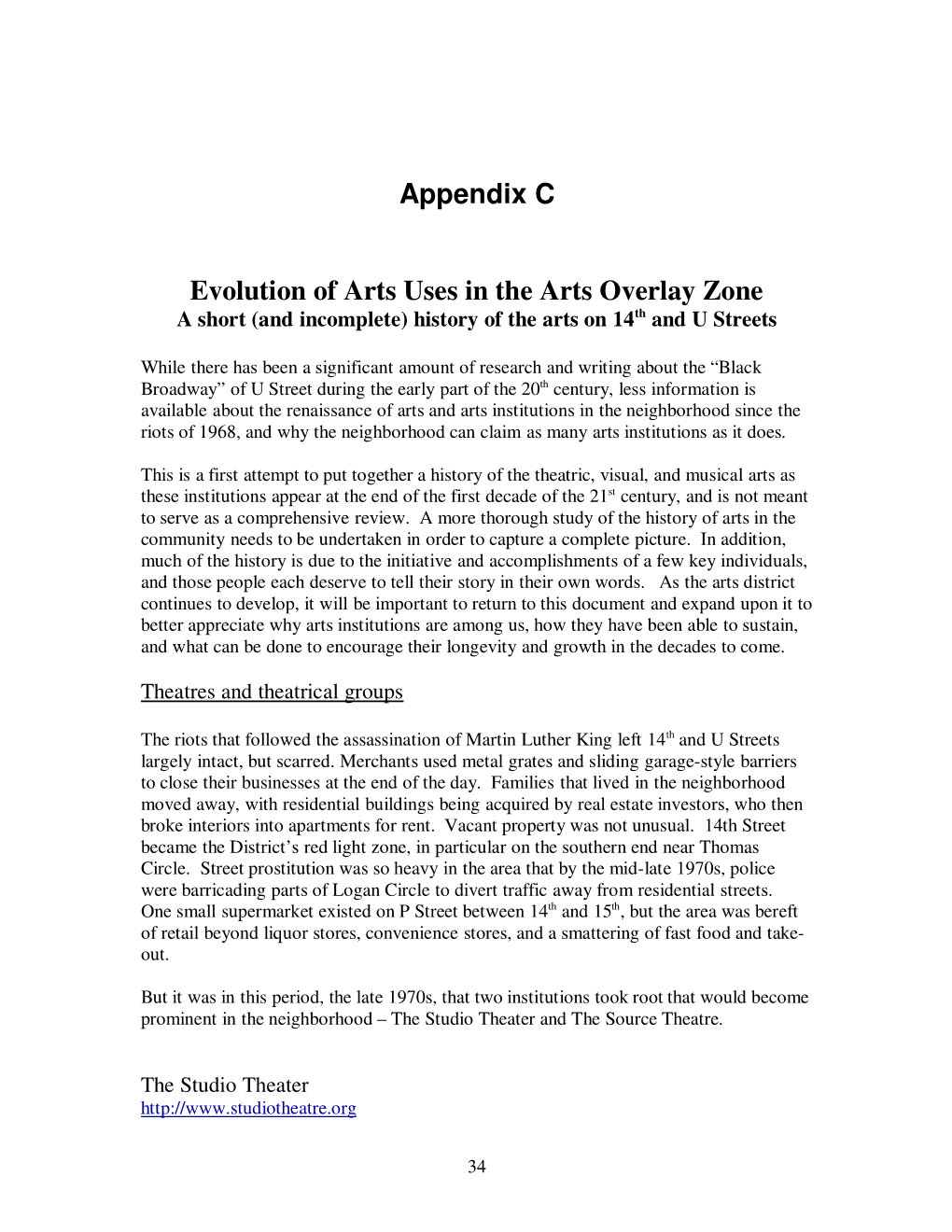 Appendix C Evolution of Arts Uses in the Arts Overlay Zone