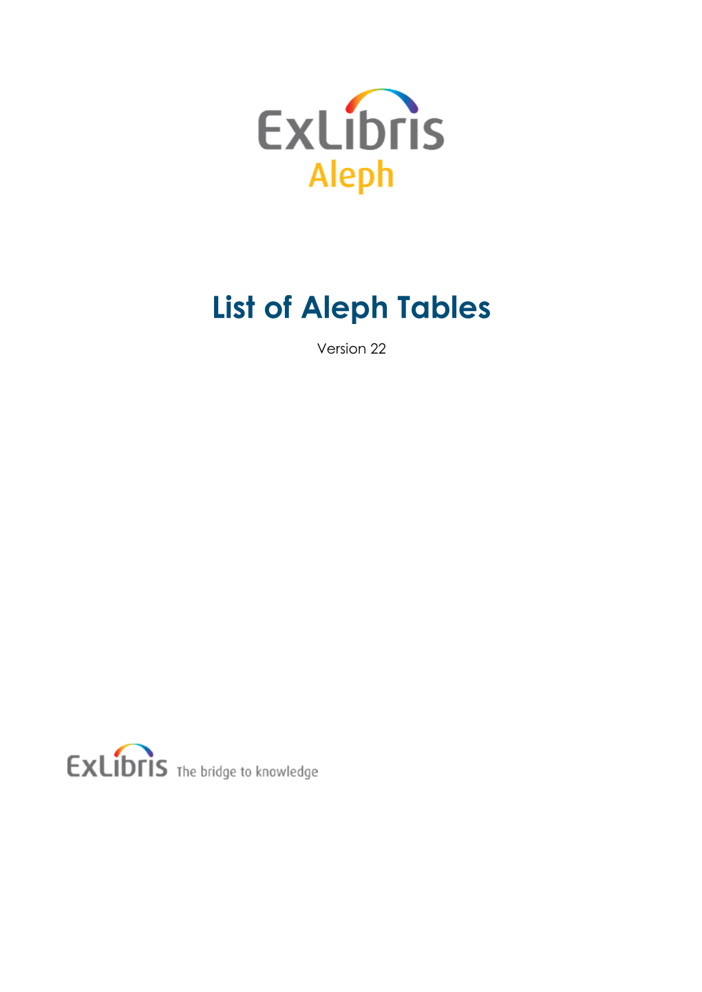 List of Aleph Tables