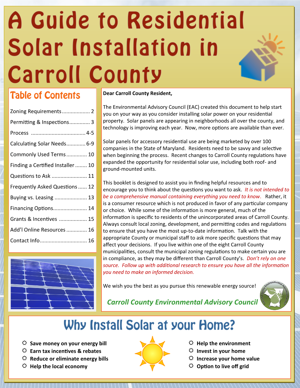A Guide to Residential Solar Installation in Carroll County