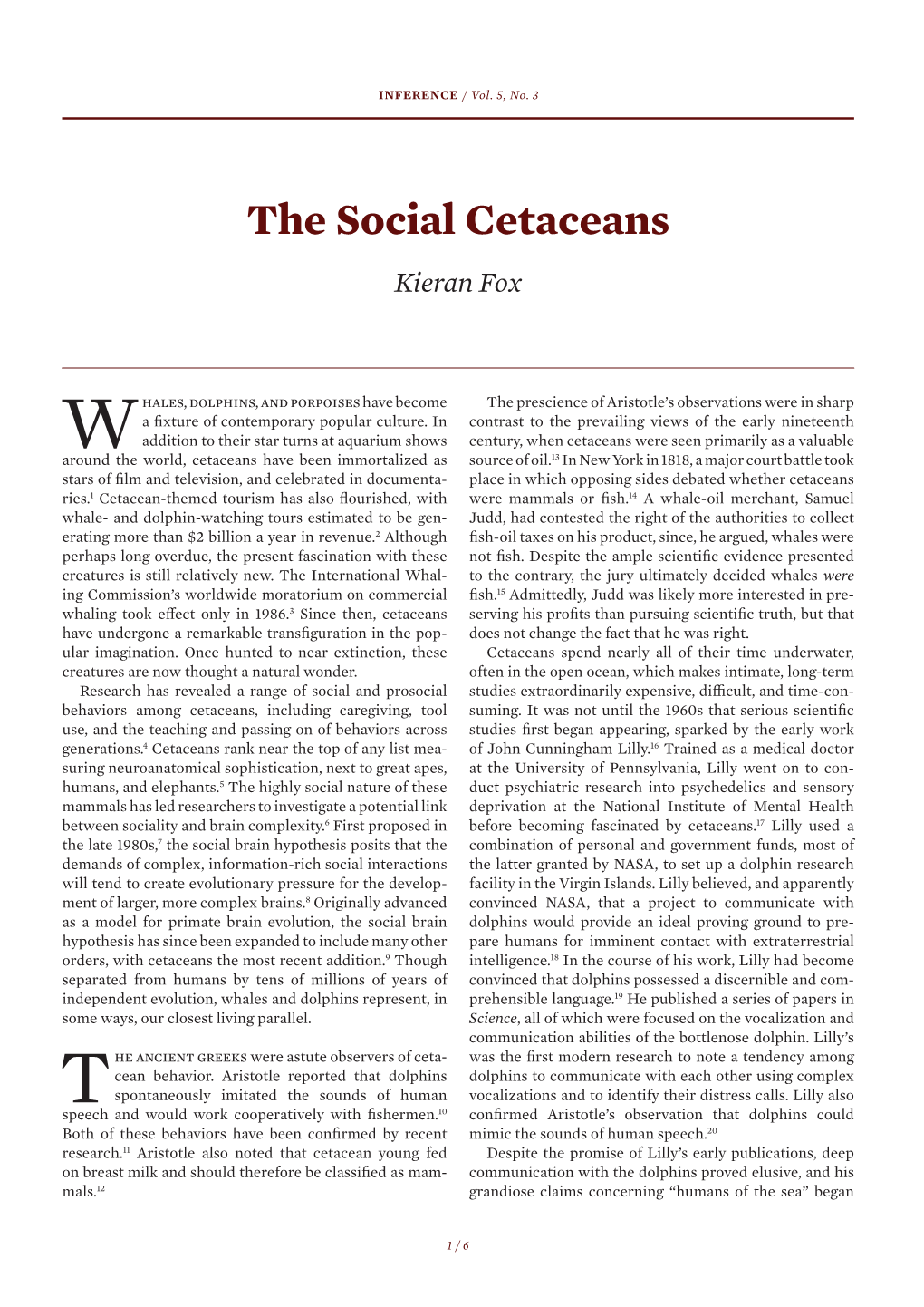 The Social Cetaceans Kieran Fox