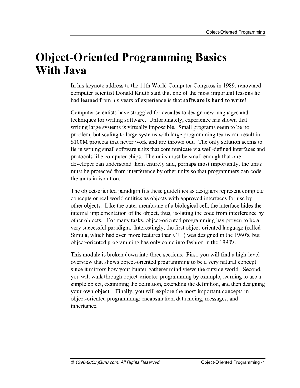 Object-Oriented Programming Basics with Java