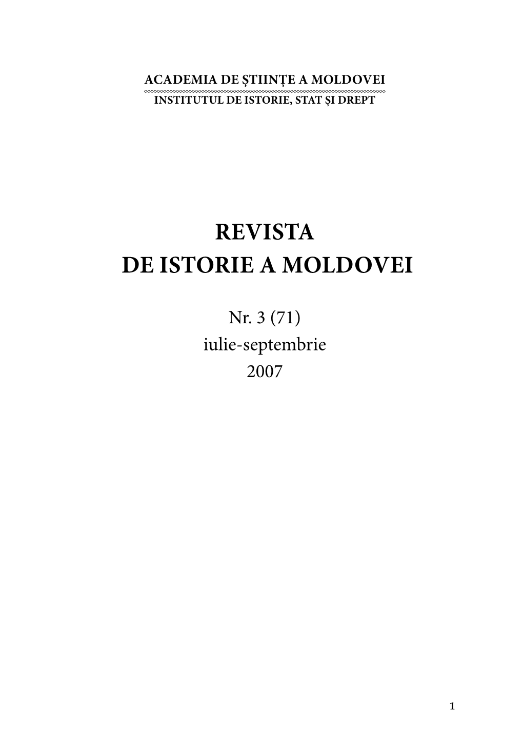 Revista De Istorie a Moldovei