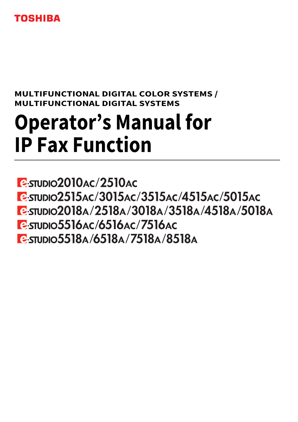 Operator's Manual for IP Fax Function