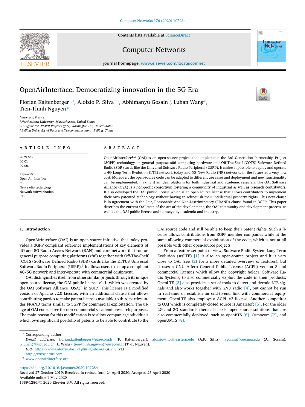 Openairinterface: Democratizing Innovation in the 5G Era