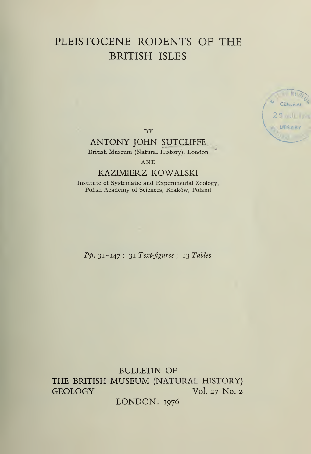 Pleistocene Rodents of the British Isles