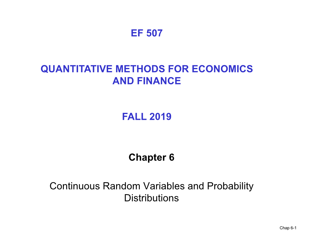 Chapter 6 Continuous Random Variables and Probability