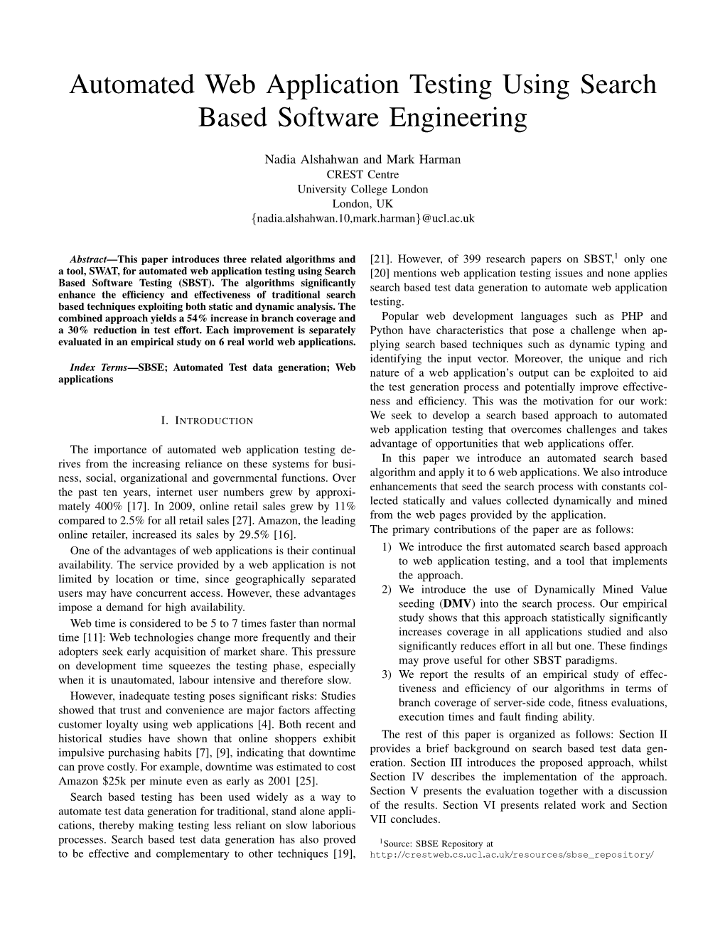 Automated Web Application Testing Using Search Based Software Engineering