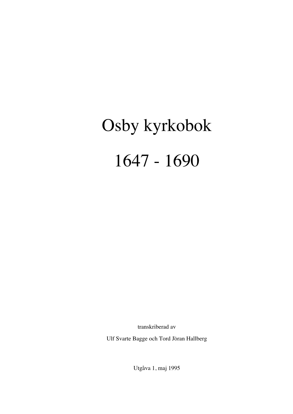 Osby Kyrkobok 1647 - 1690