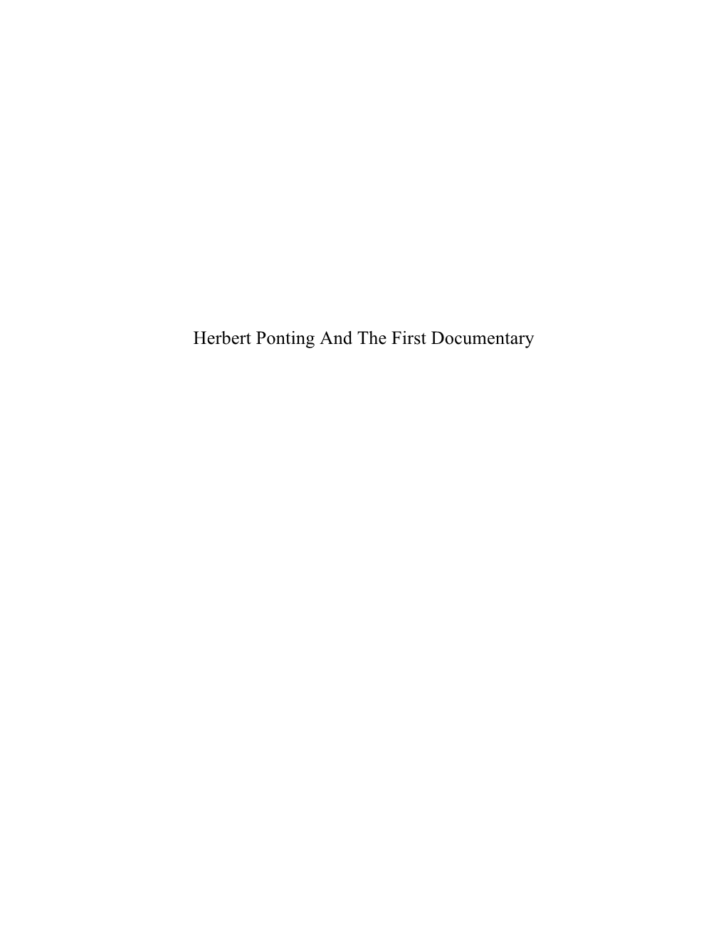 Herbert Ponting and the First Documentary 1