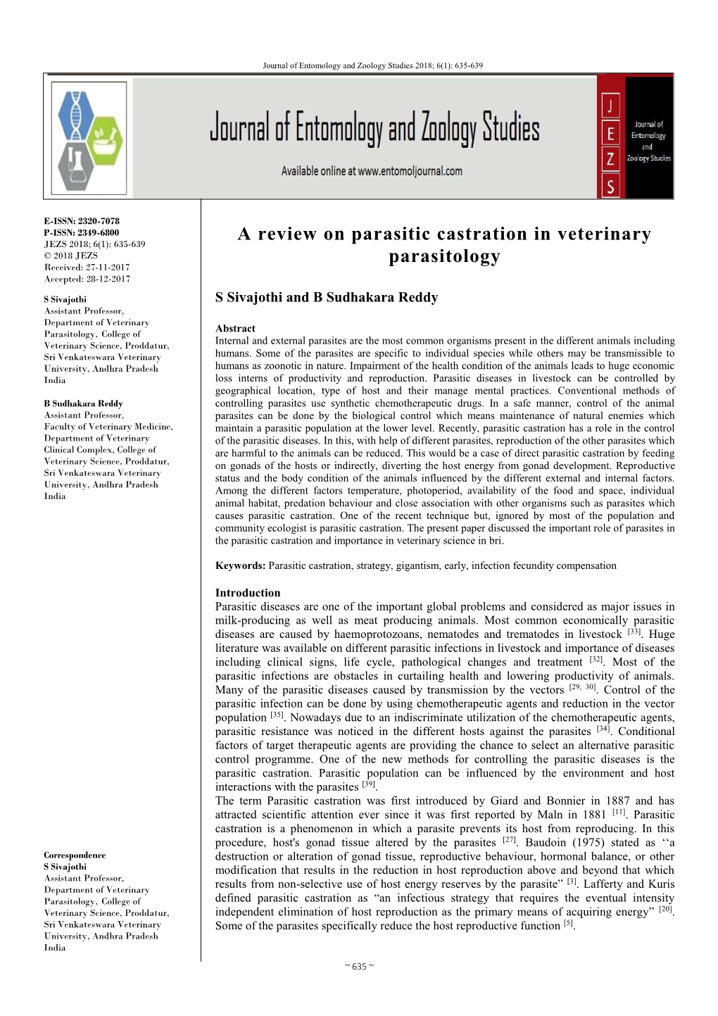A Review on Parasitic Castration in Veterinary Parasitology