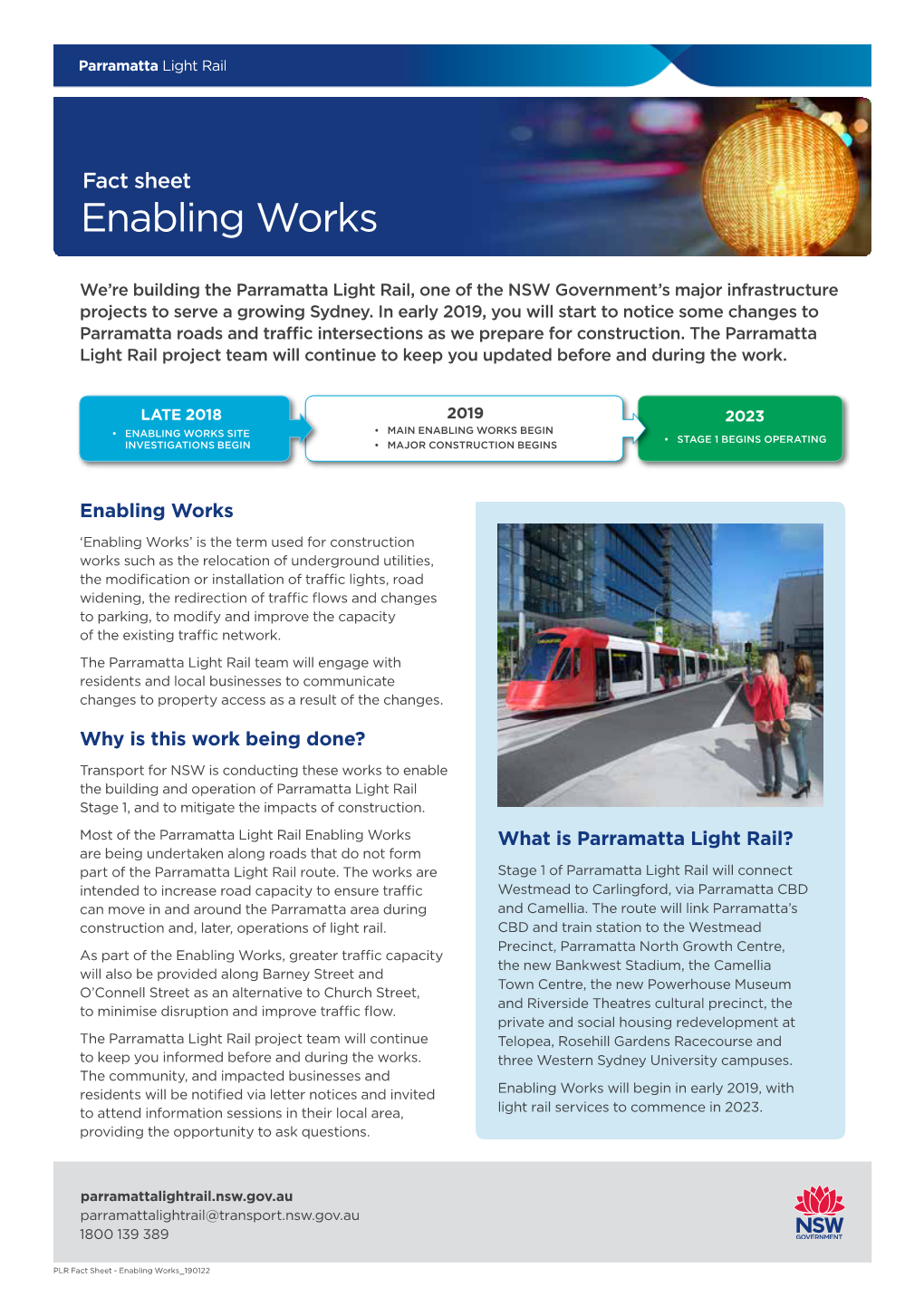 Parramatta Light Rail Fact Sheet