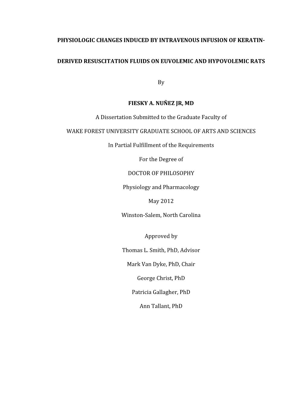 Derived Resuscitation Fluids on Euvolemic and Hypovolemic Rats