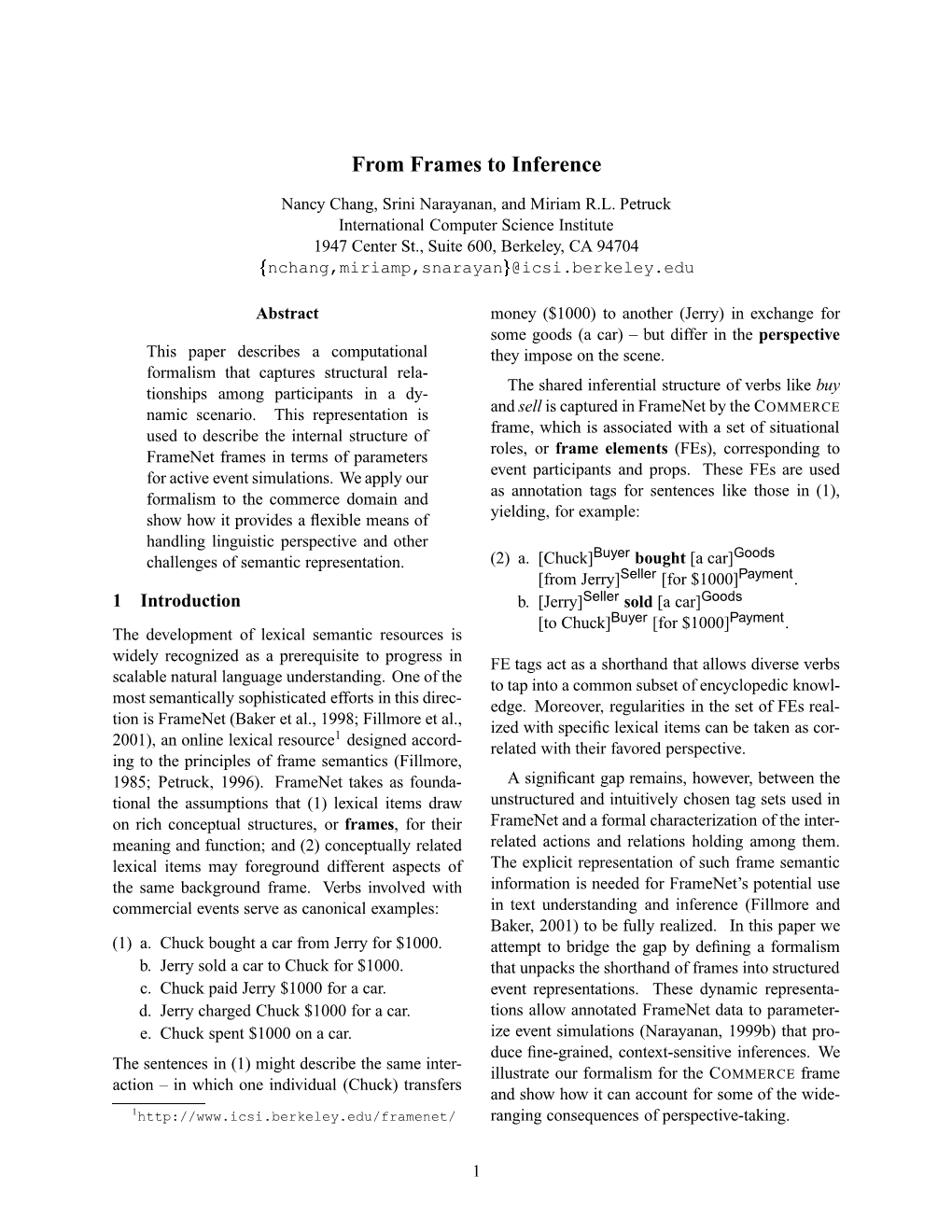 From Frames to Inference