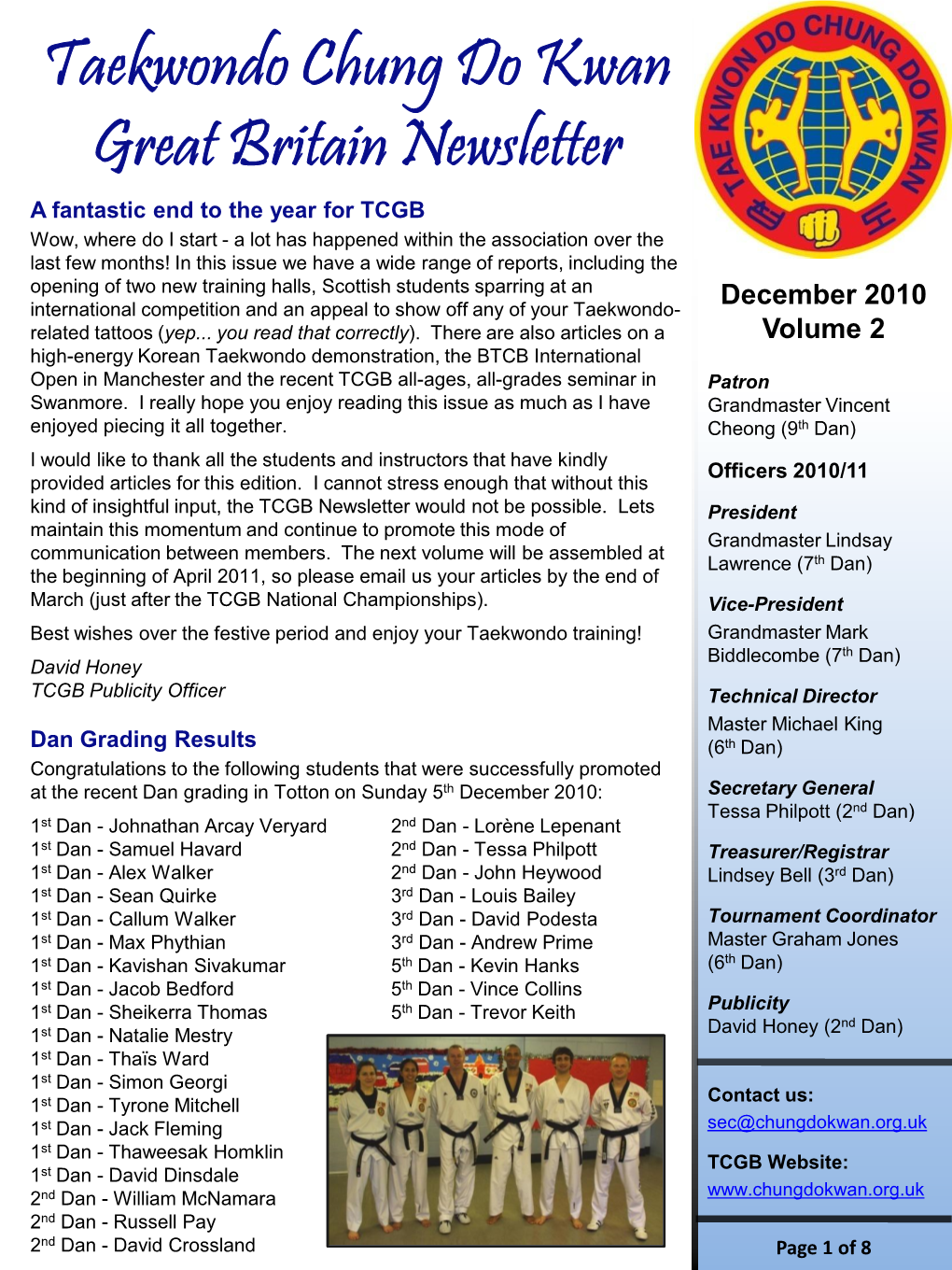 Chungdokwan Great Britain Newsletter